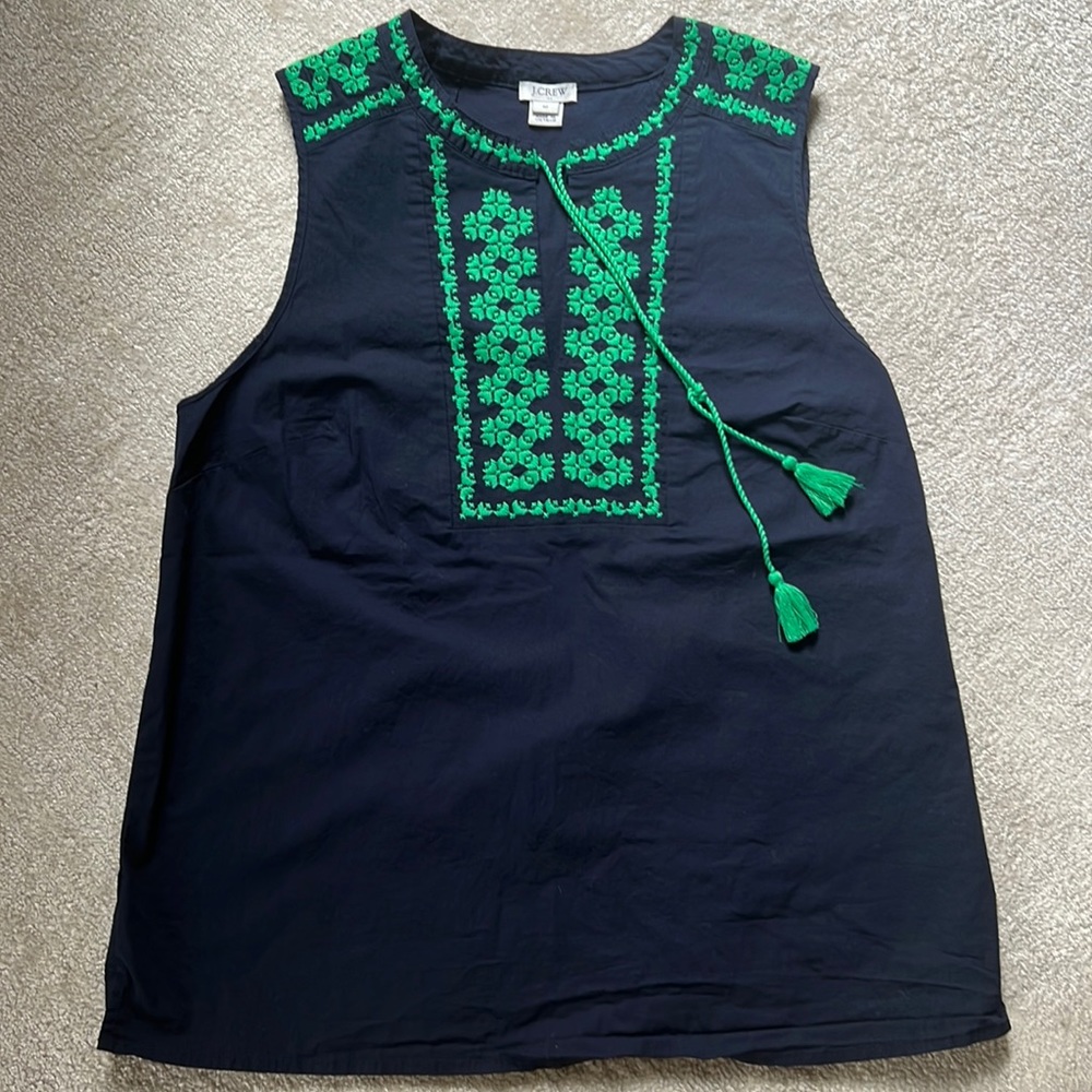 JCrew Size 10 sleeveless top, Navy and Green
